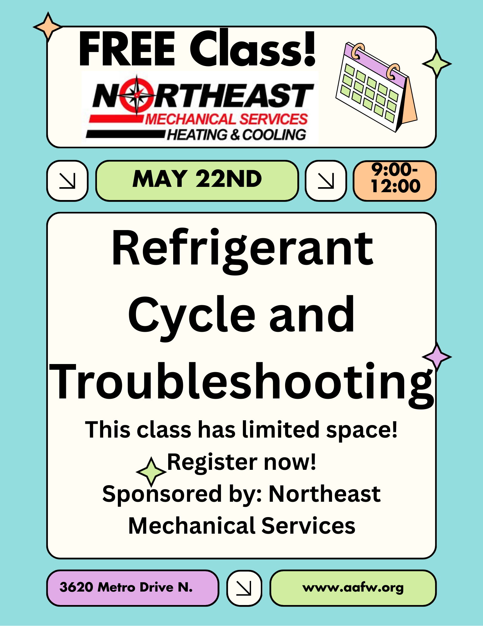 FREE Class 5/22 by Northeast Mechanical Services- Refrigerant Cycle & Troubleshooting HVAC