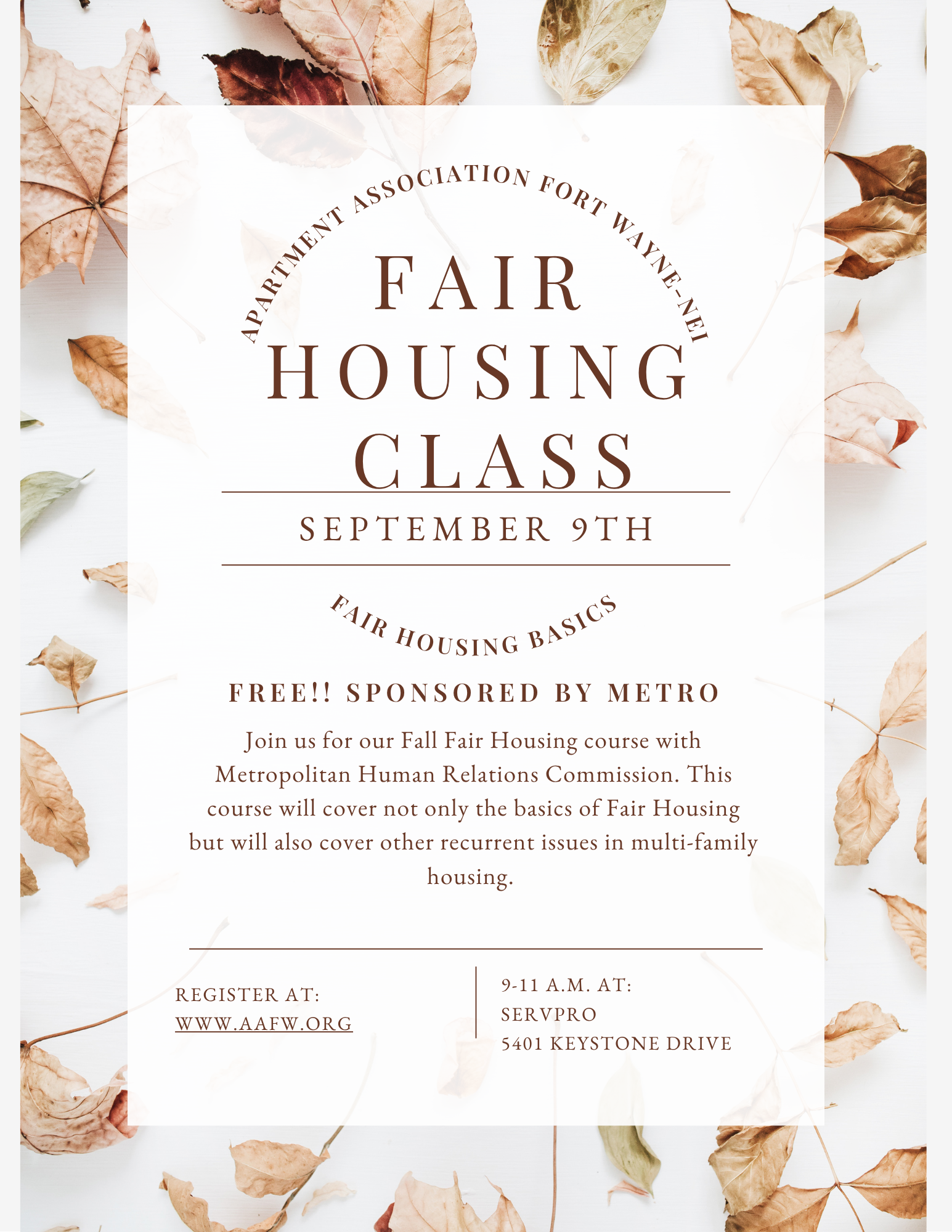 Fair Housing with Metropolitan Human Relations Commission-   FREE for all members!
